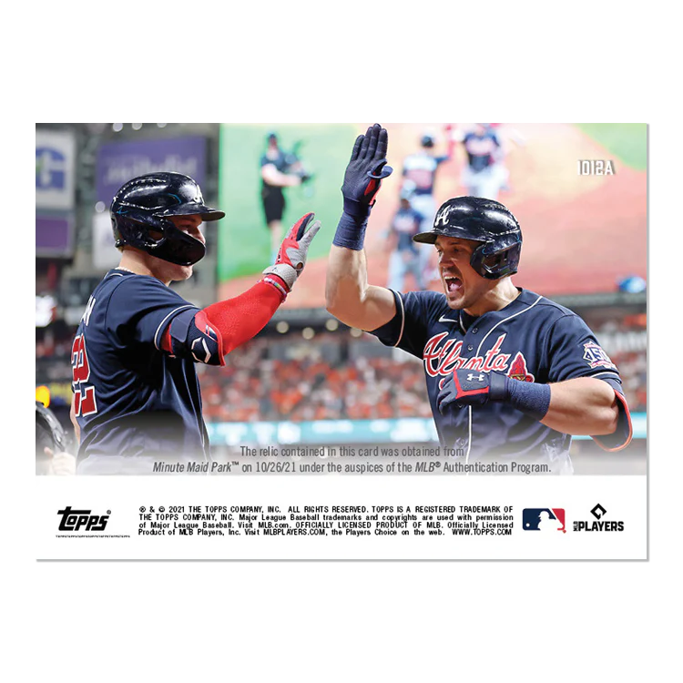 Game-used Ball Relic # to 10 - Adam Duvall - 2021 MLB TOPPS NOW® Card 1012A