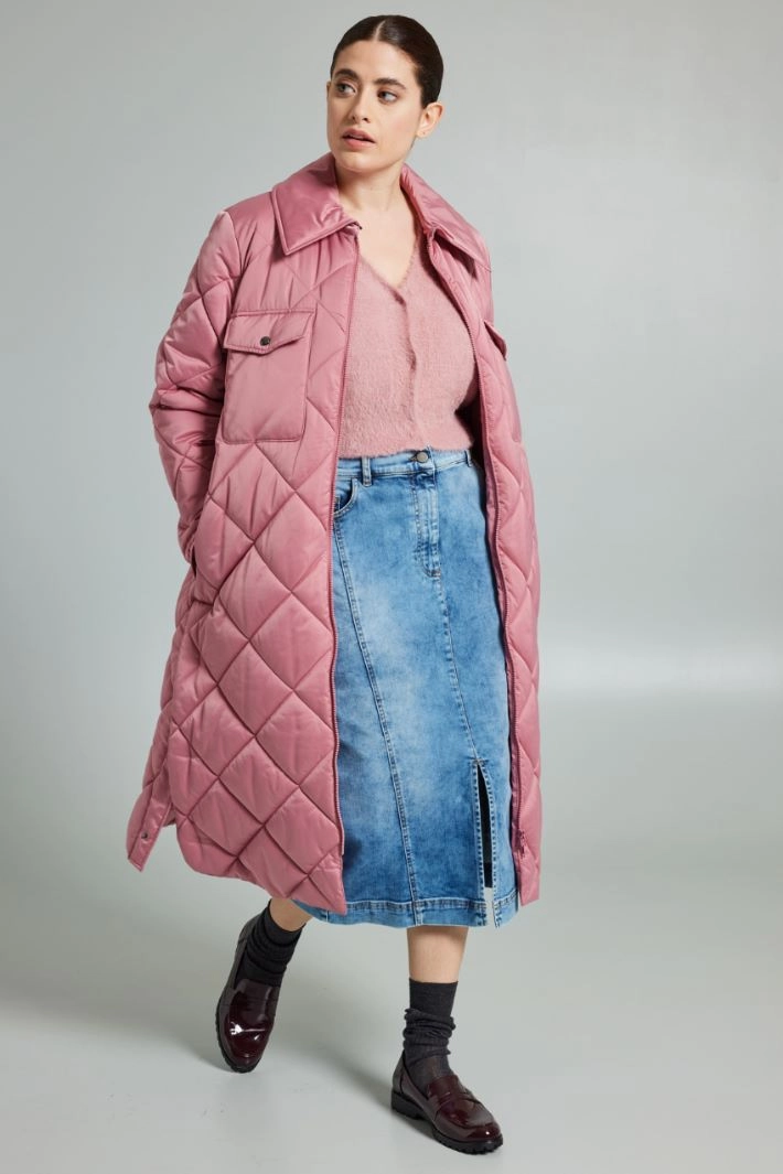 Denim skirt with slit - DENIM LIGHT BLUE