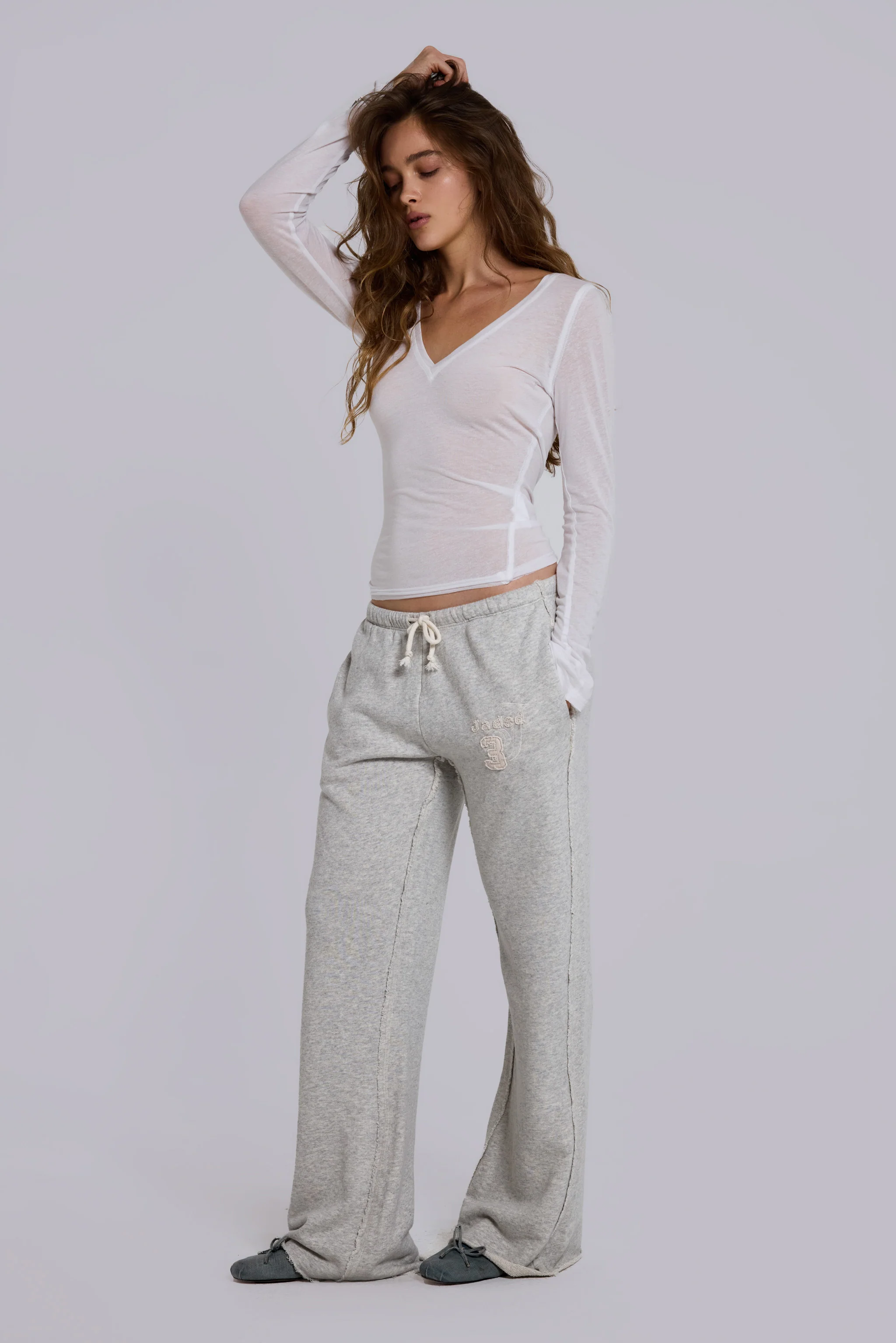 Cleo Slouchy Bootcut Jogger in Grey Marl