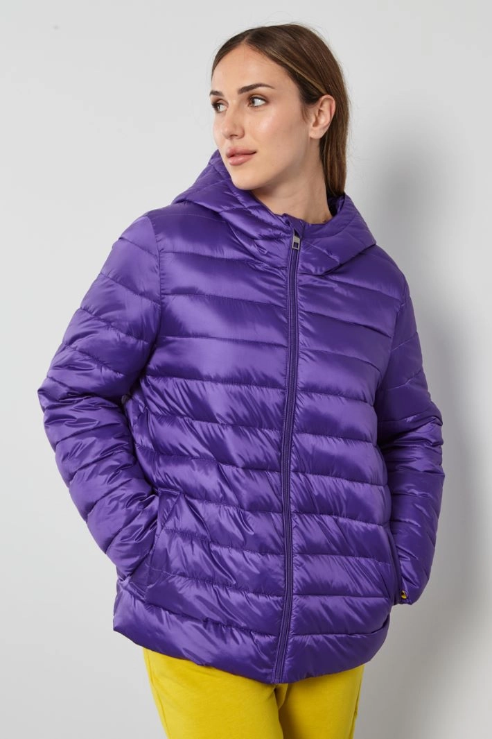 Water-repellent quilted down jacket - VIOLET