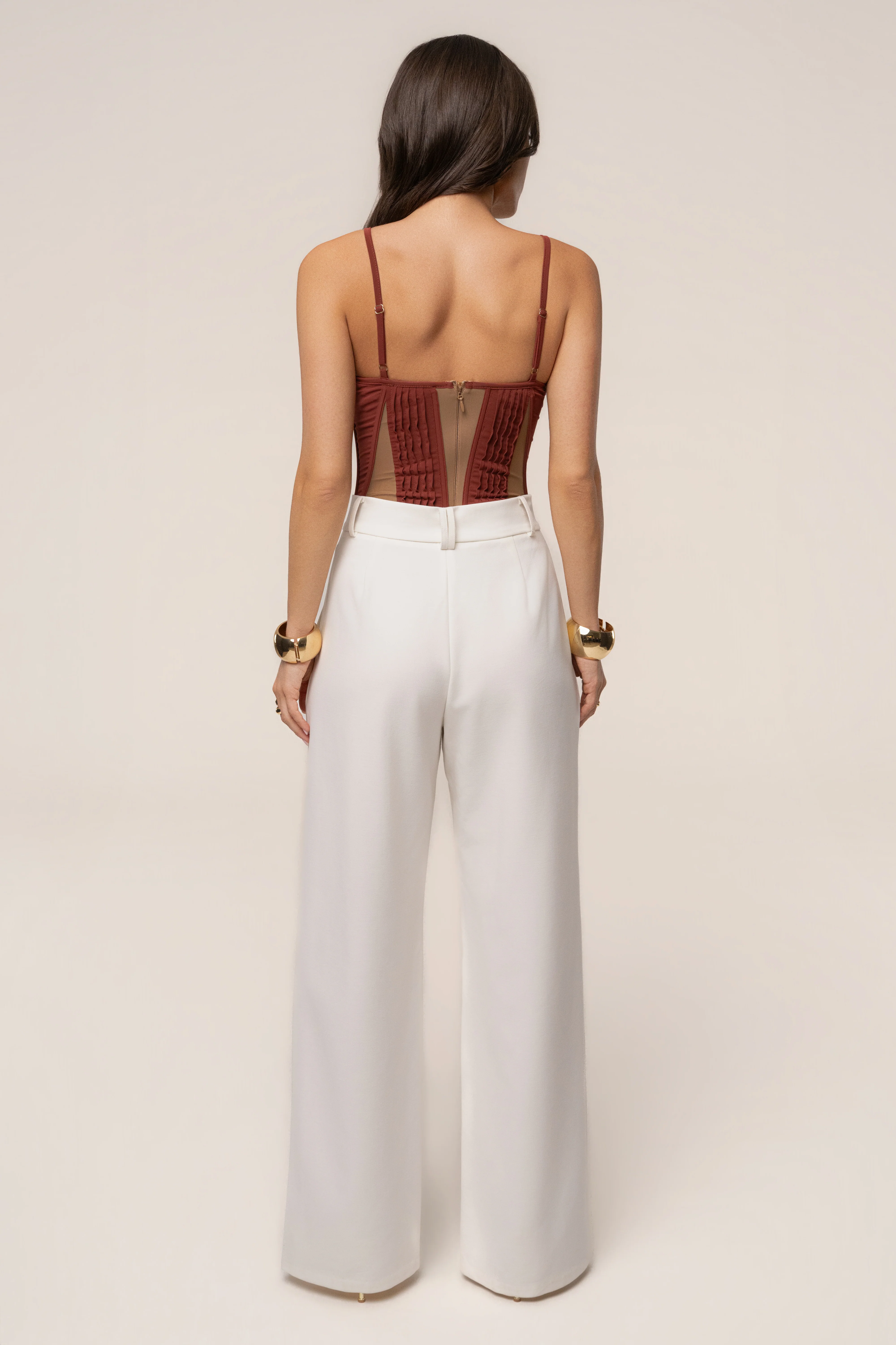 Maroon Illusion Contrast Bodysuit