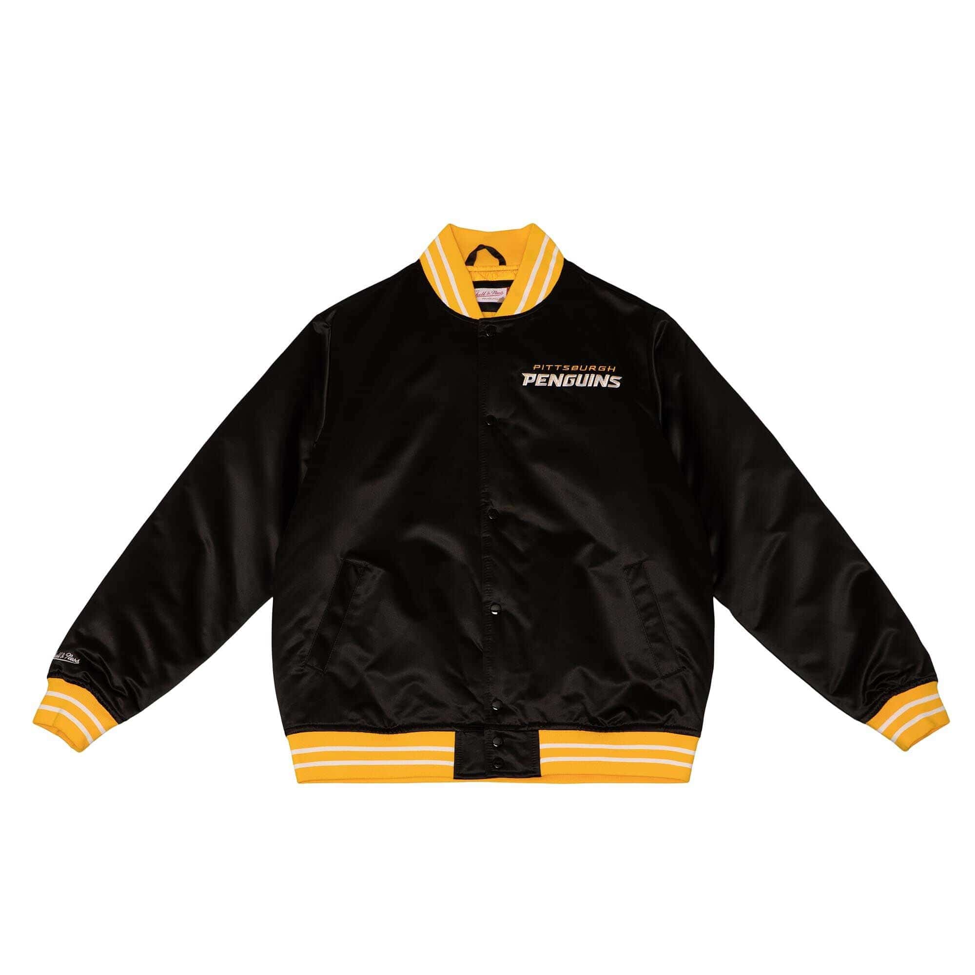 Pittsburgh Penguins Heavyweight Satin Mitchell & Ness NHL Jacket Black