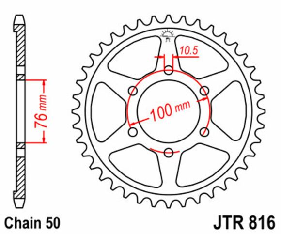 JT. Standard Steel 816 - 530 Rear SprocketRef: Jtc00154A / 1075129001