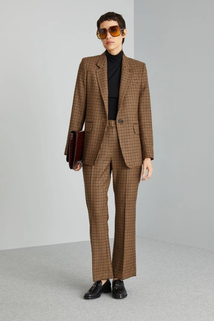 Wool batavia blazer - BROWN TOBACO BLACK