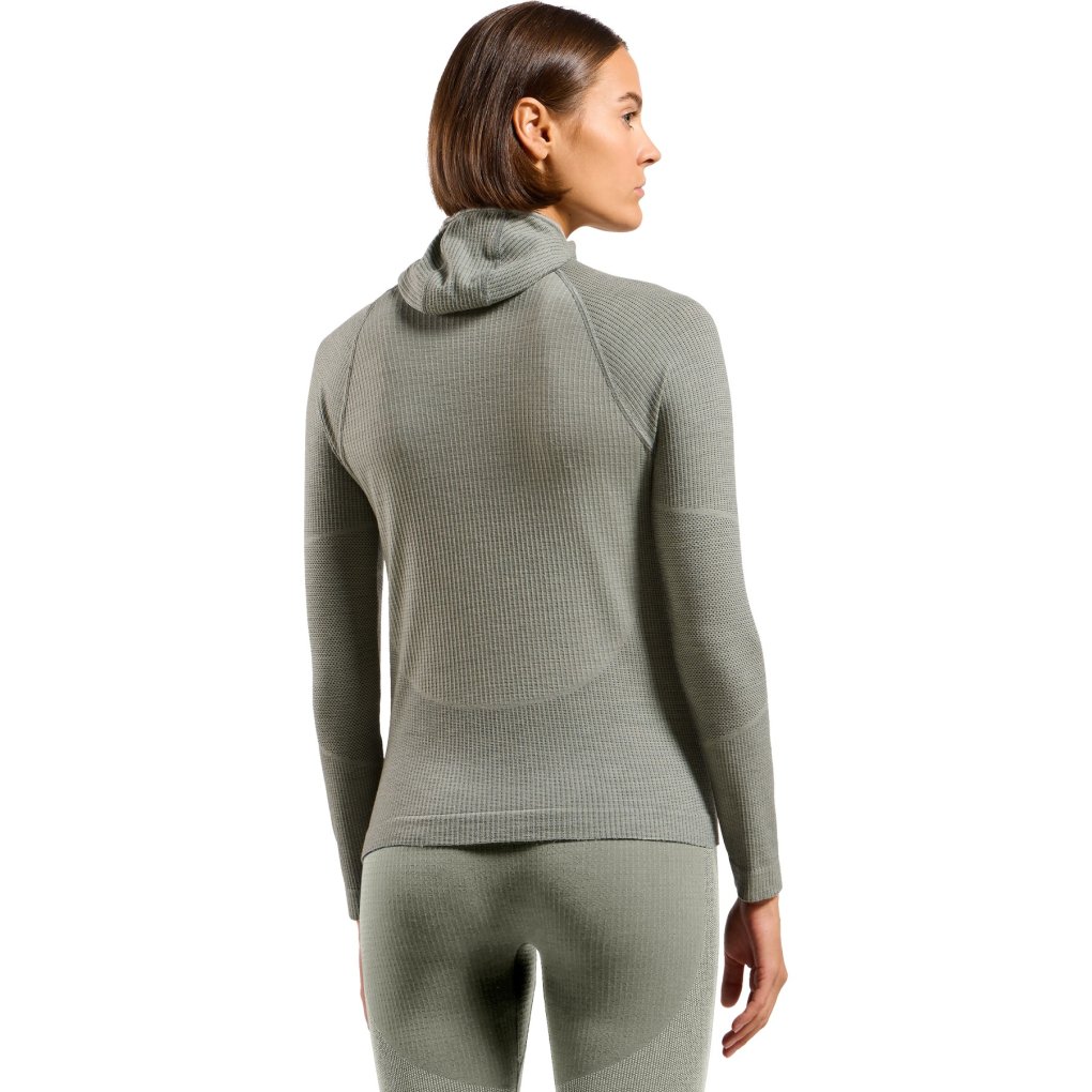Odlo Seamless Performance Wool Base Layer Top with Facemask Women - shadow