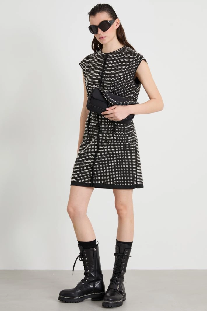 Microstud-adorned sheath dress - BLACK