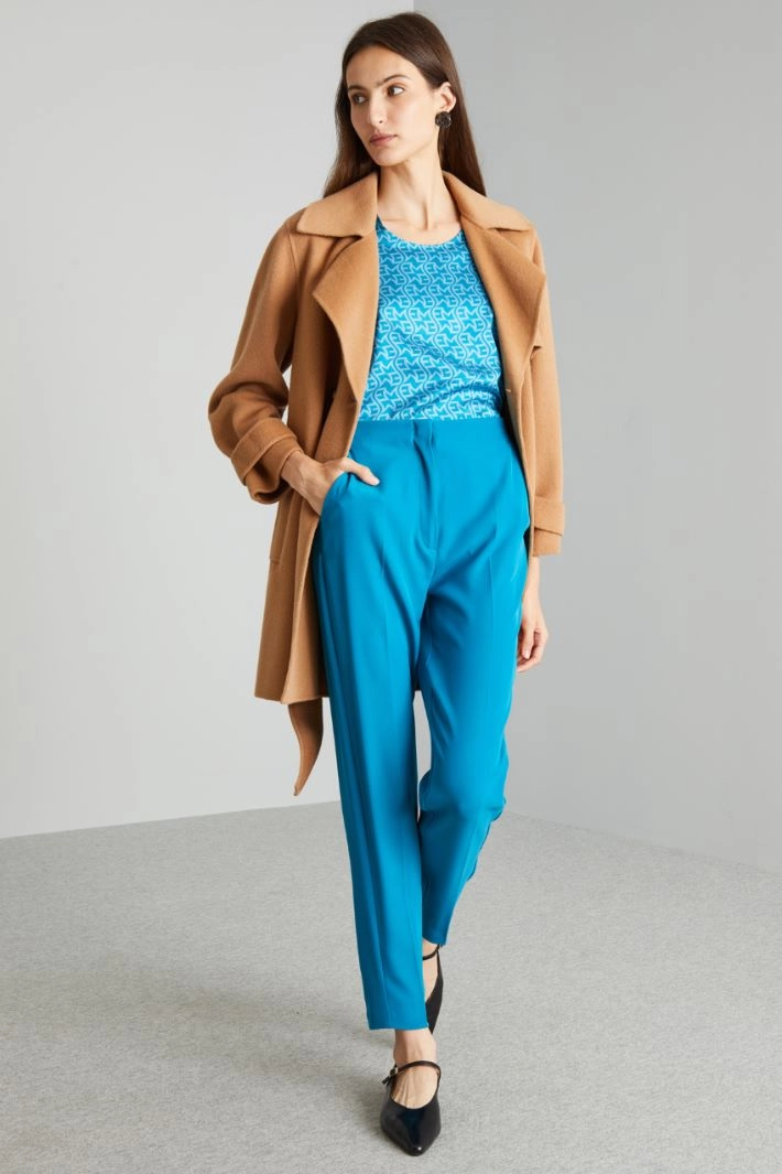 High-waisted trousers - TURQUOISE