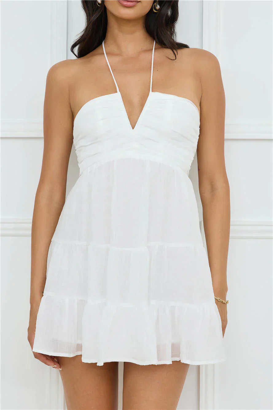 Styled For Sunsets Halter Mini Dress White