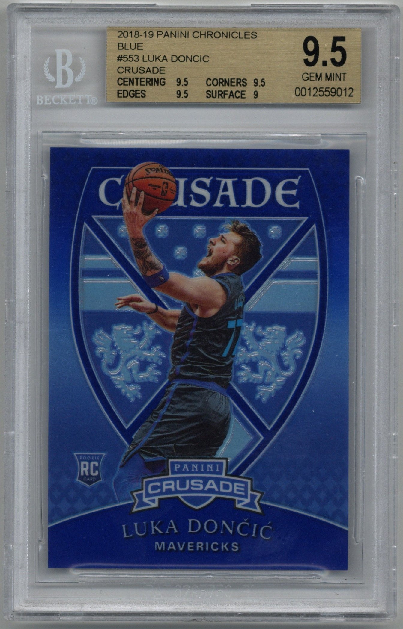 2018/19 Panini Chronicles Luka Doncic Crusade Blue 93/99 BGS 9.5