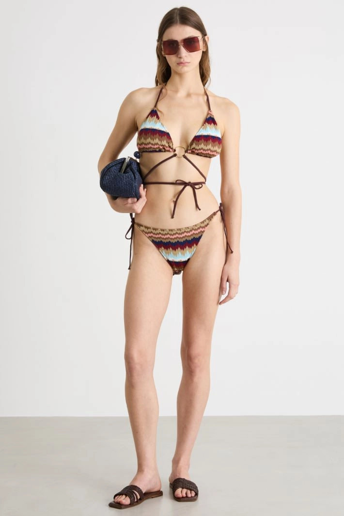 Jacquard tie bikini - BROWN