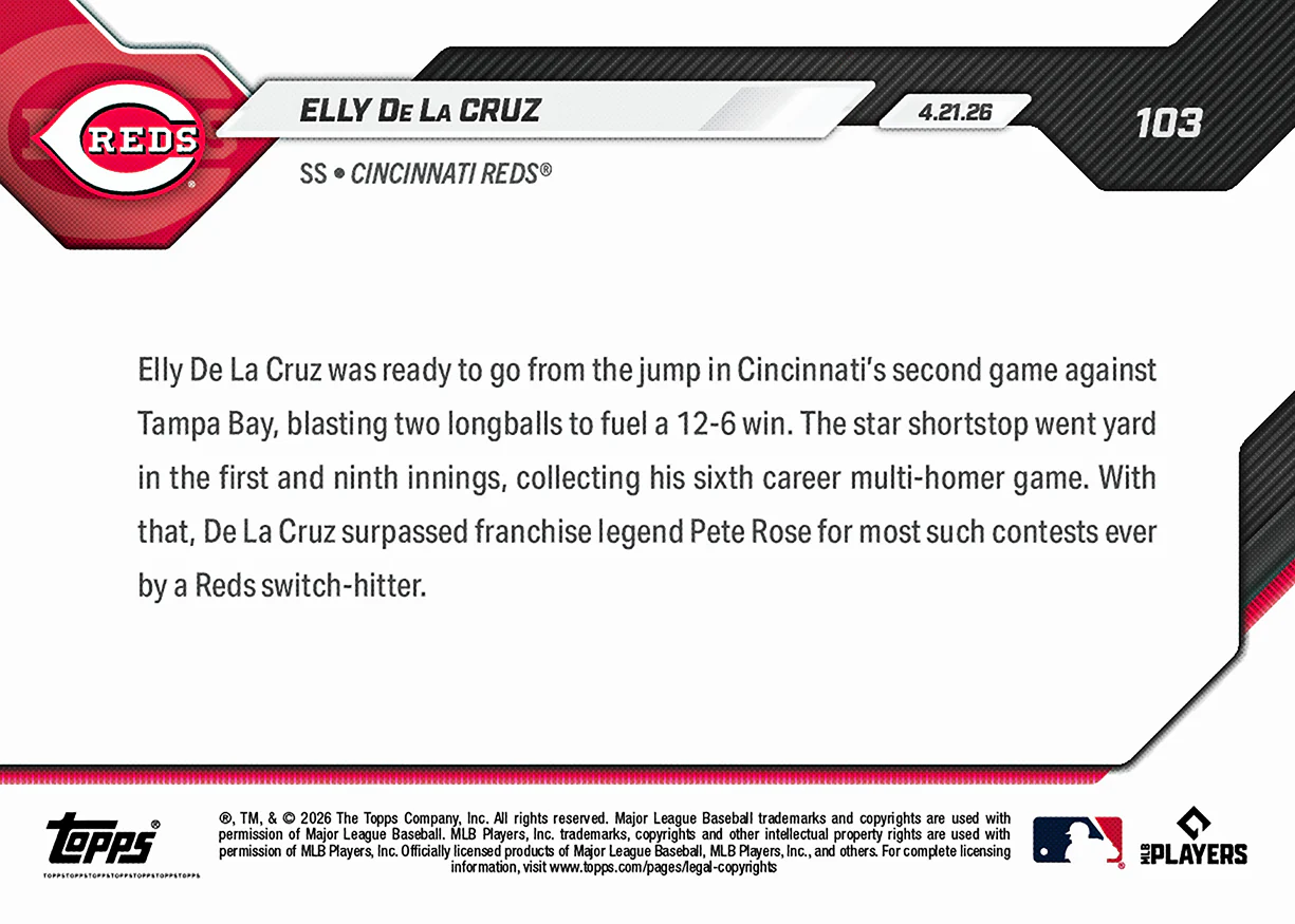 Elly De La Cruz - 2026 MLB Topps NOW® - Card 103
