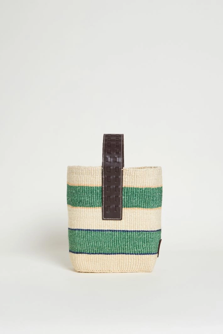 Small natural rope bucket bag - GREEN WHITE
