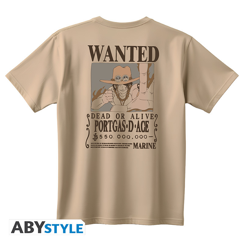 ONE PIECE Unisex sand Tshirt Vintage Wanted Ace