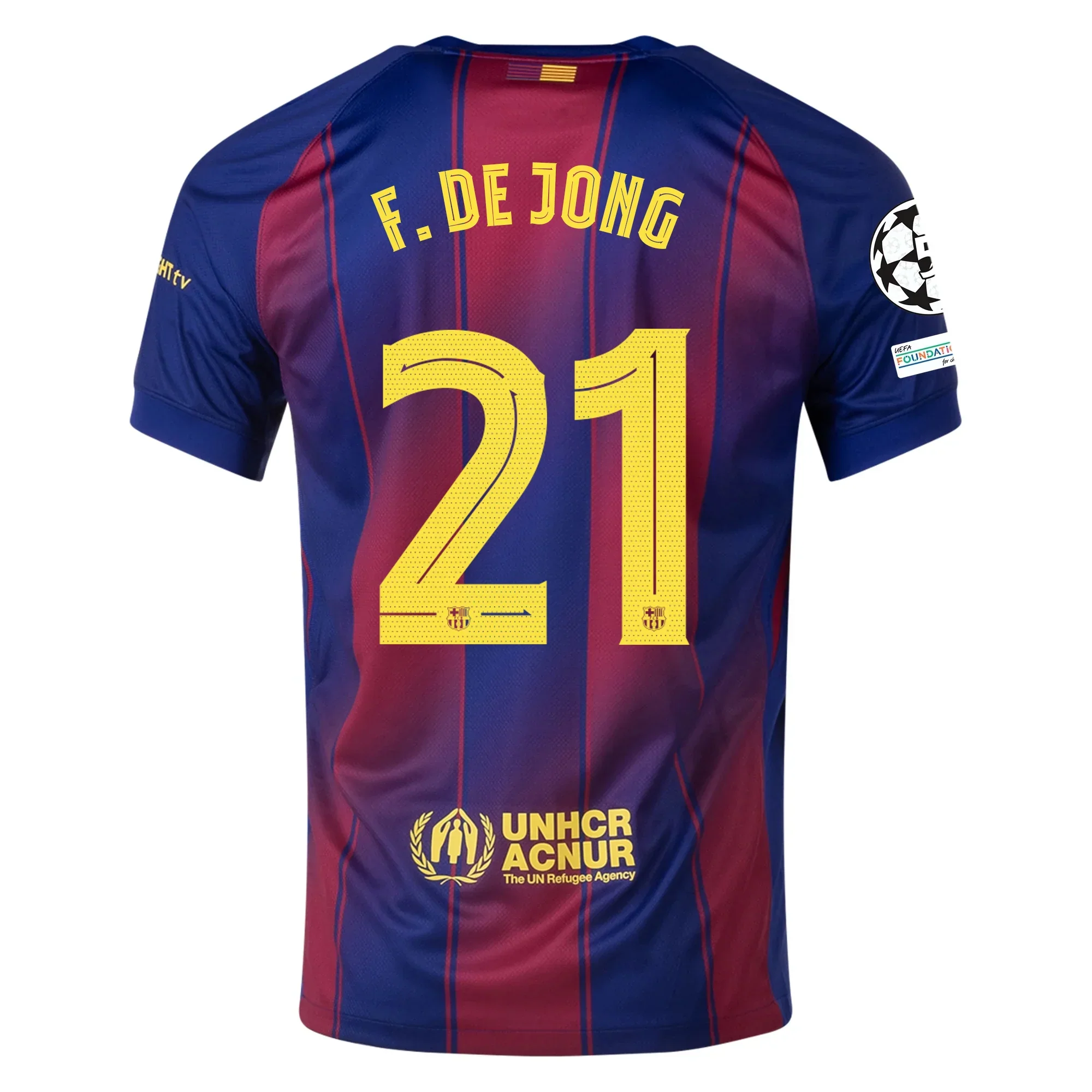 Frankie De Jong FC Barcelona Home Jersey 25/26 w/ Champions League Patches (Deep Royal Blue/Midwest Gold)