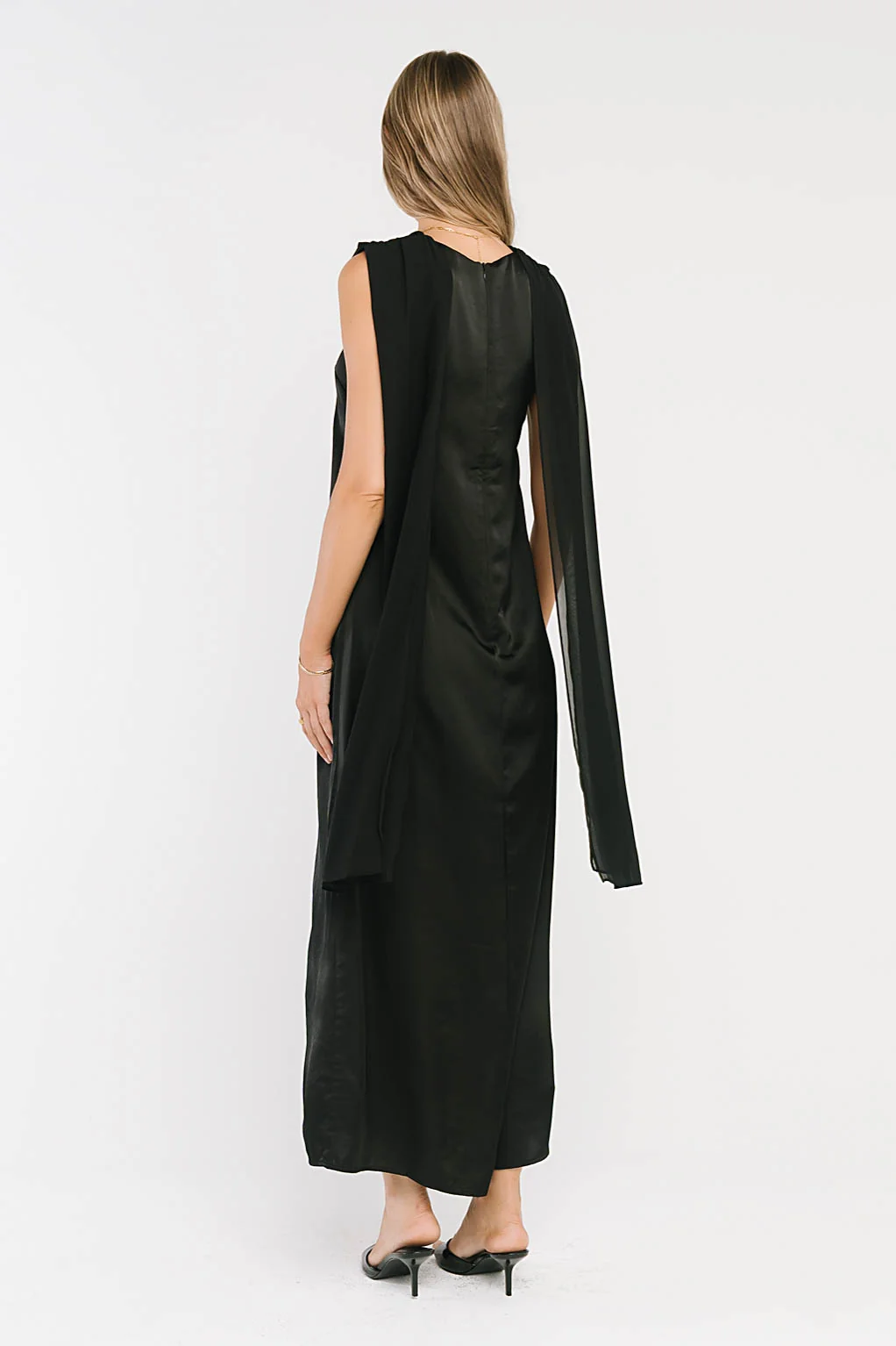 Lauren Satin Maxi Dress in Black