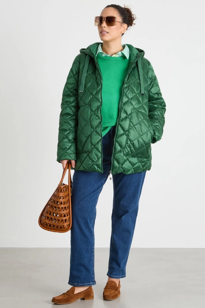 Hooded quilted jacket - GREEN