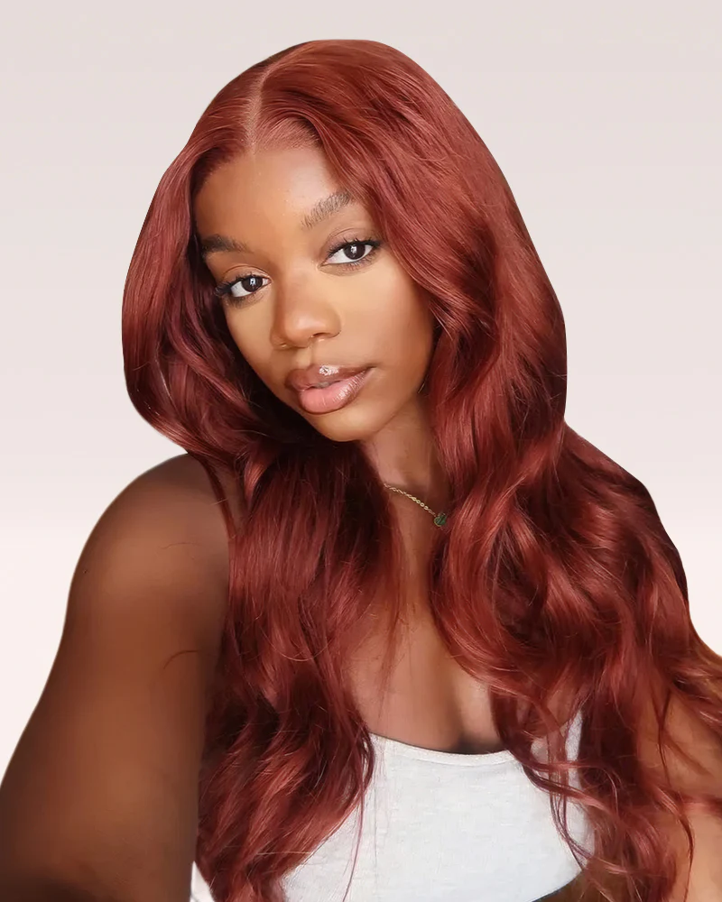 Ophirawig 13x6 Three-Go? Reddish Brown Glueless Wig Loose Body Wave With Drawstring 100% Human Hair Wig