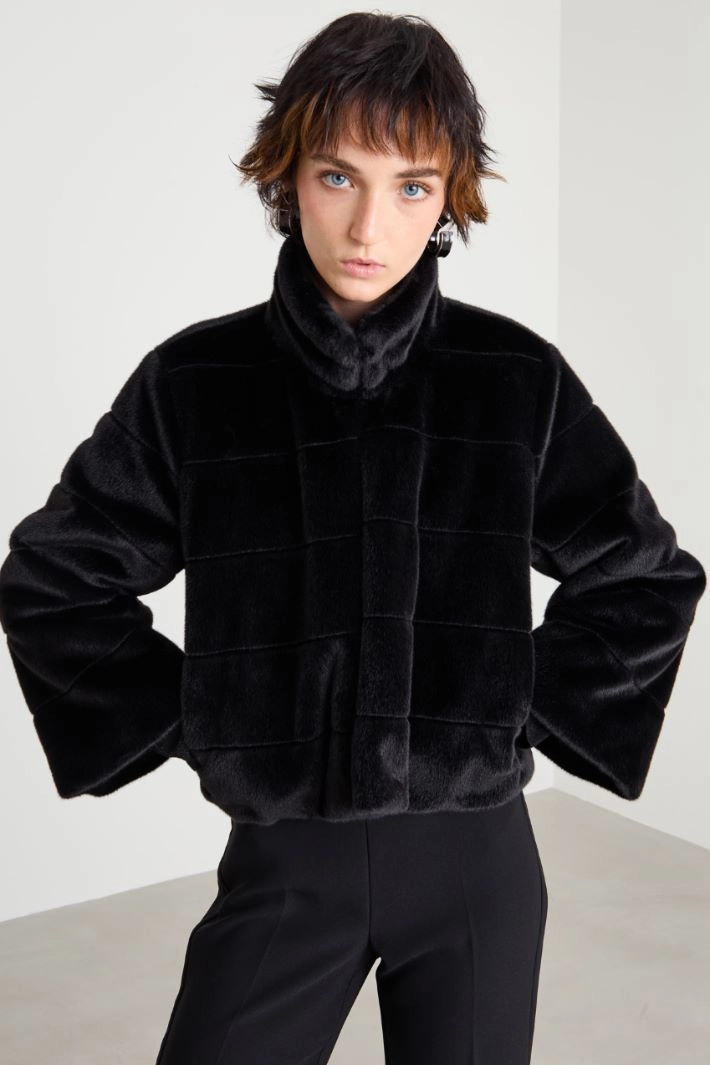 Jacket in soft and warm fabric - BLACK