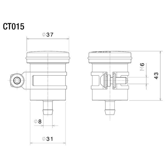 Rizoma Rear Brake Master Cylinder Reservoir - GrayRef: RZ0253