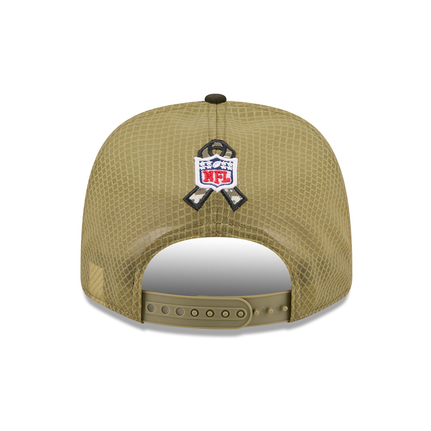 New York Giants Panthers 2025 NFL Salute to Service 9SEVENTY Trucker Snapback Cap Olive