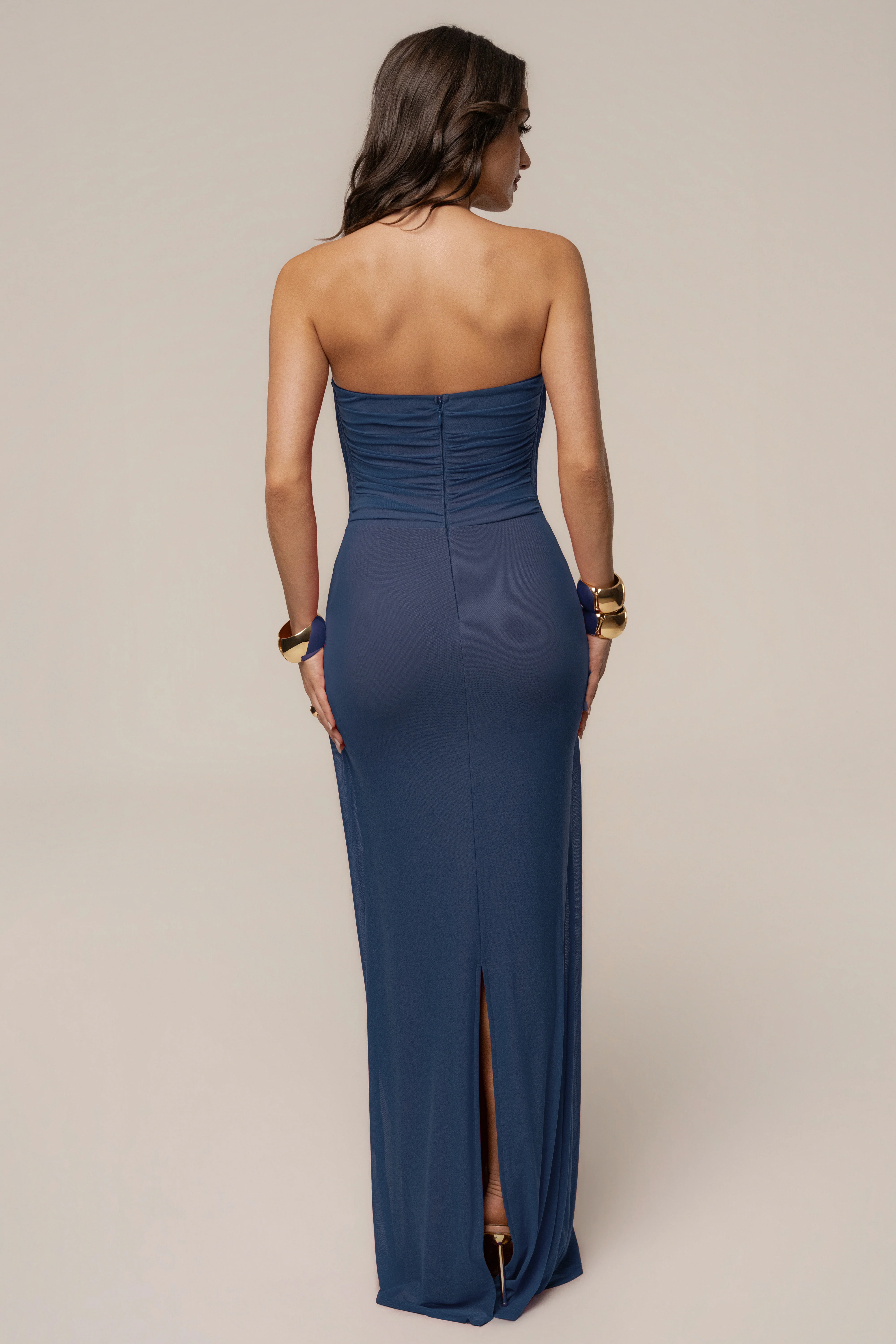 Navy Siren Sculpted Mesh Dress