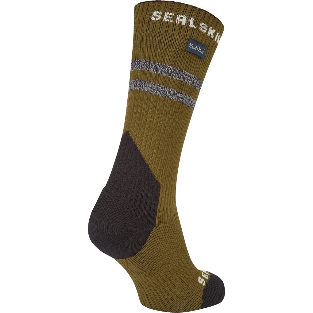 SealSkinz Runton Waterproof Cold Weather Mid Length Socks with Hydrostop - Olive