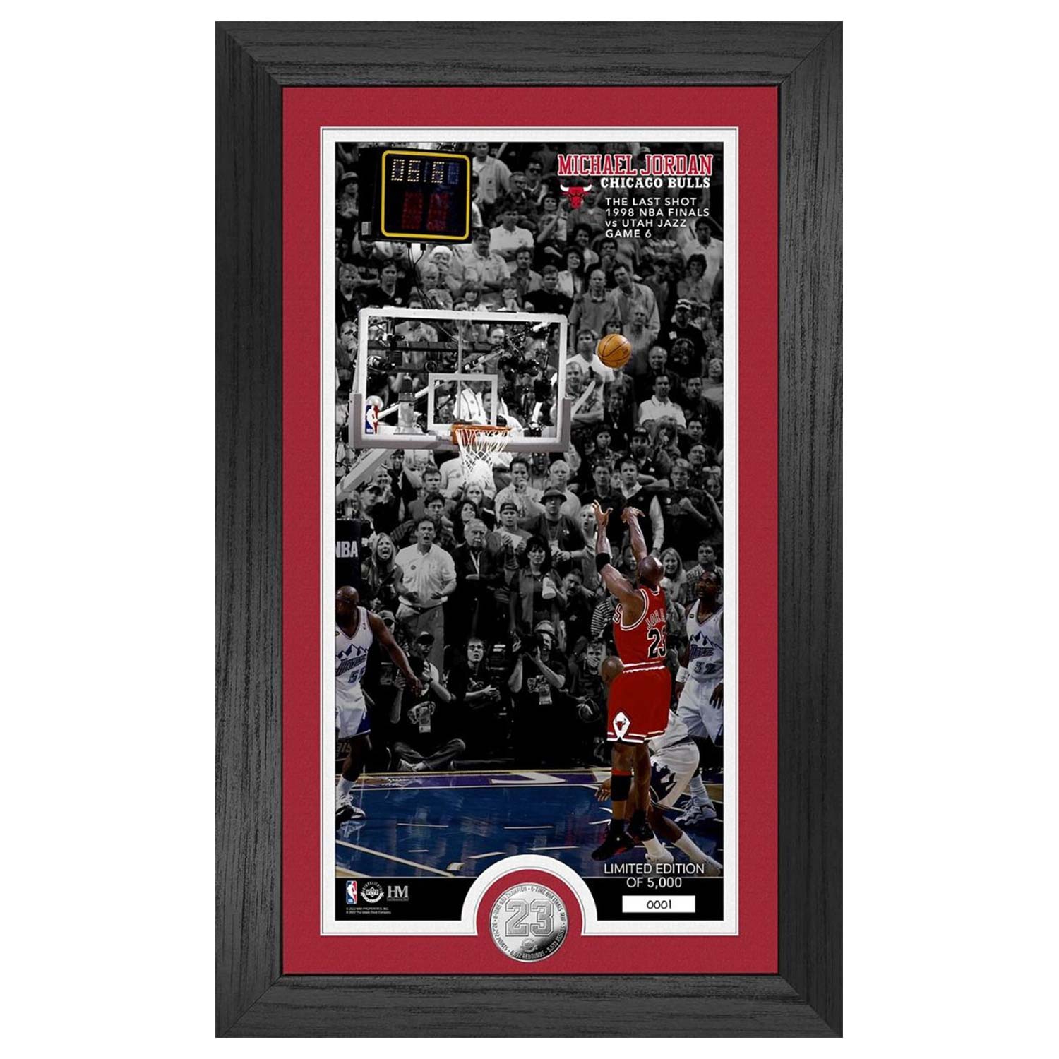 Michael Jordan The Last Shot 98 Finals Silver Coin Framed NBA Photo