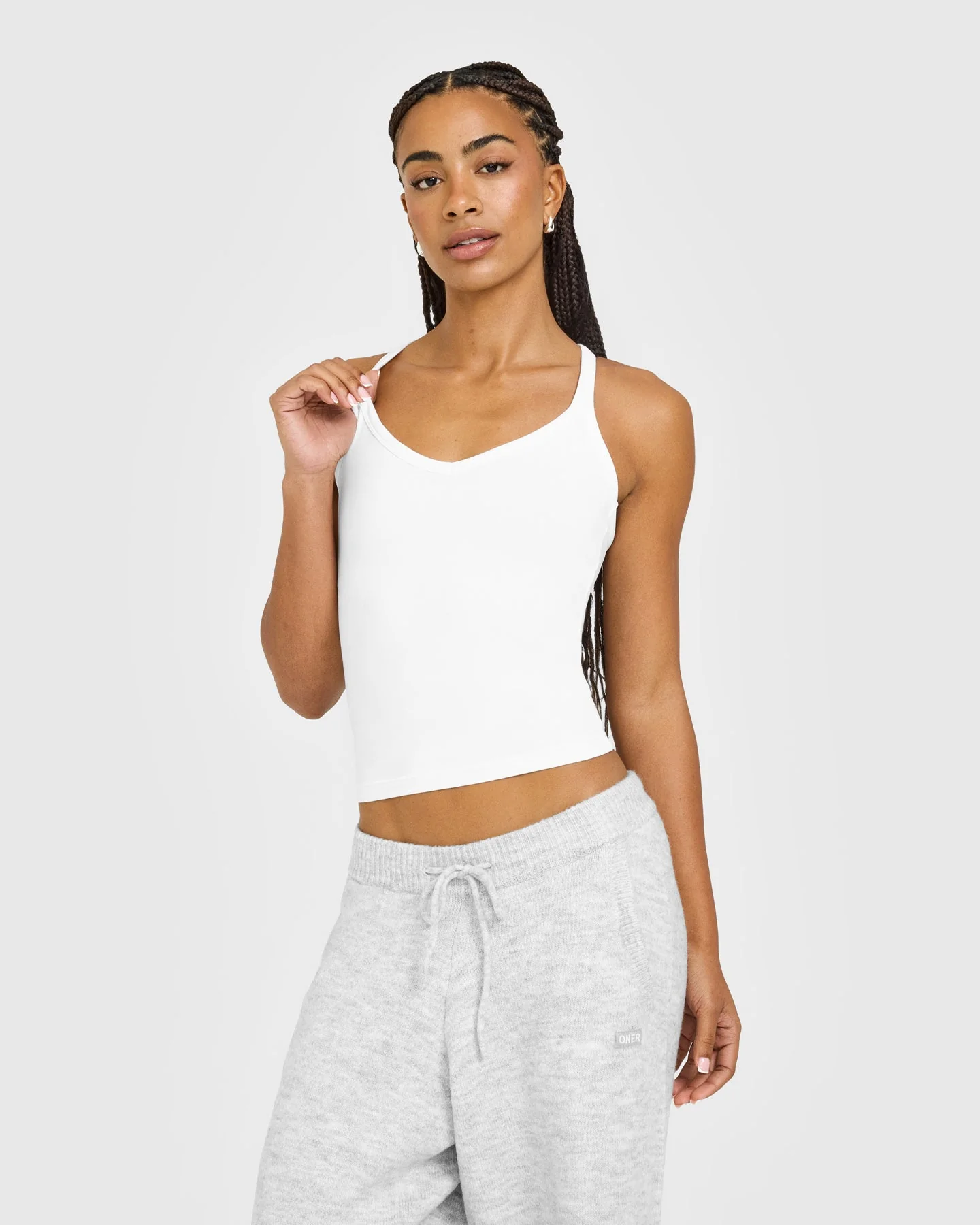 Cotton Racer Back Fitted Vest | White