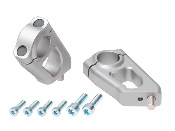 Hepco & Becker Handlebar Risers with 20 mm rise and 30 mm pullback - silverRef: Hbe05007A / 4245637 00 09