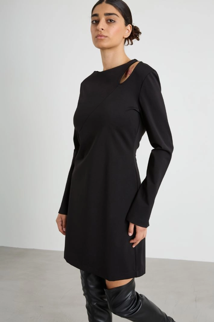 Cut-out jersey dress - BLACK