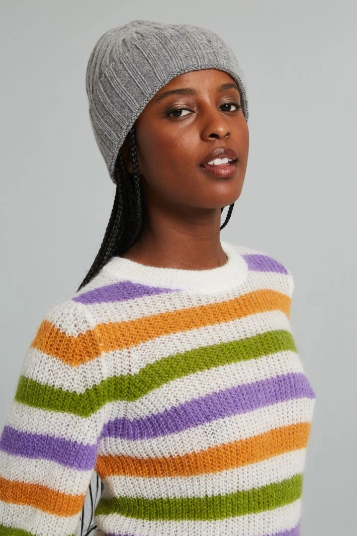 Turn-up beanie hat - LIGHT GREY