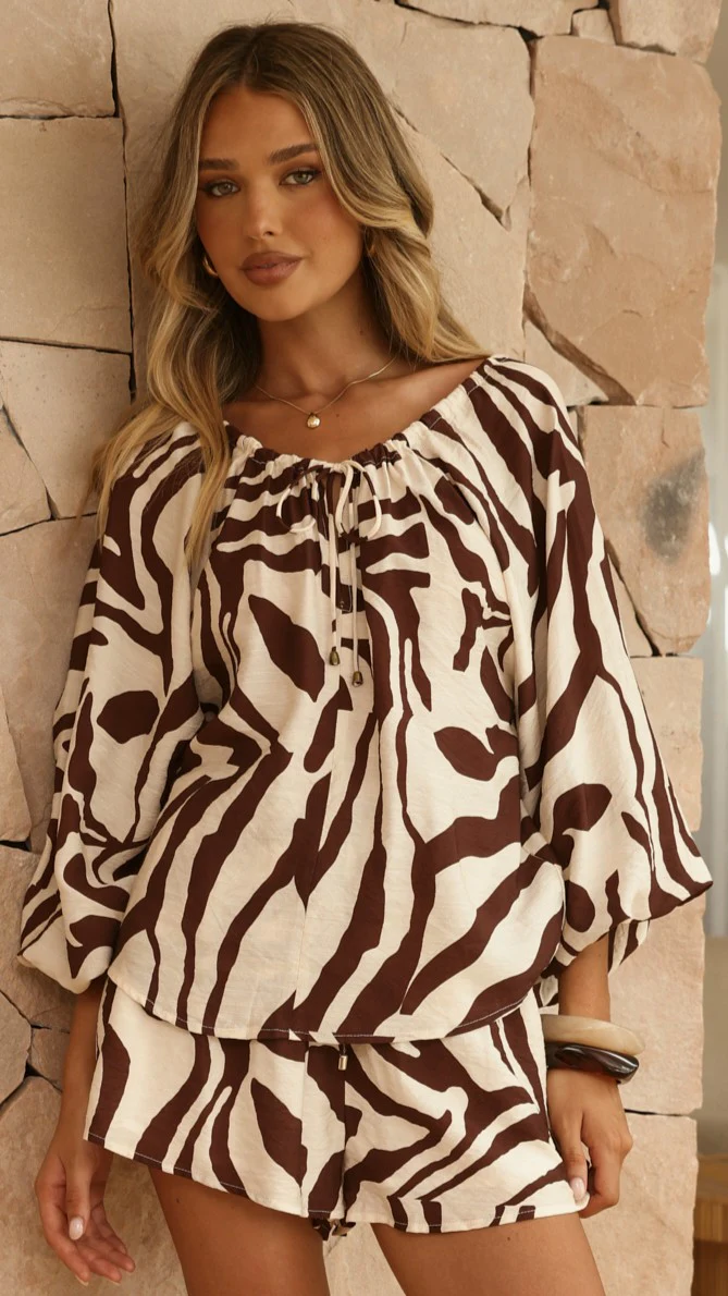 Mikky Off Shoulder Top - Luna Mocha