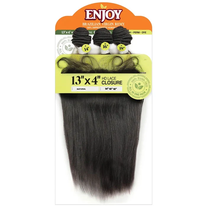 Zury Sis ENJOY 100% VIrgin Remy Human Hair Weave+ 13x4 HD Lace Closure - STRAIGHT 10