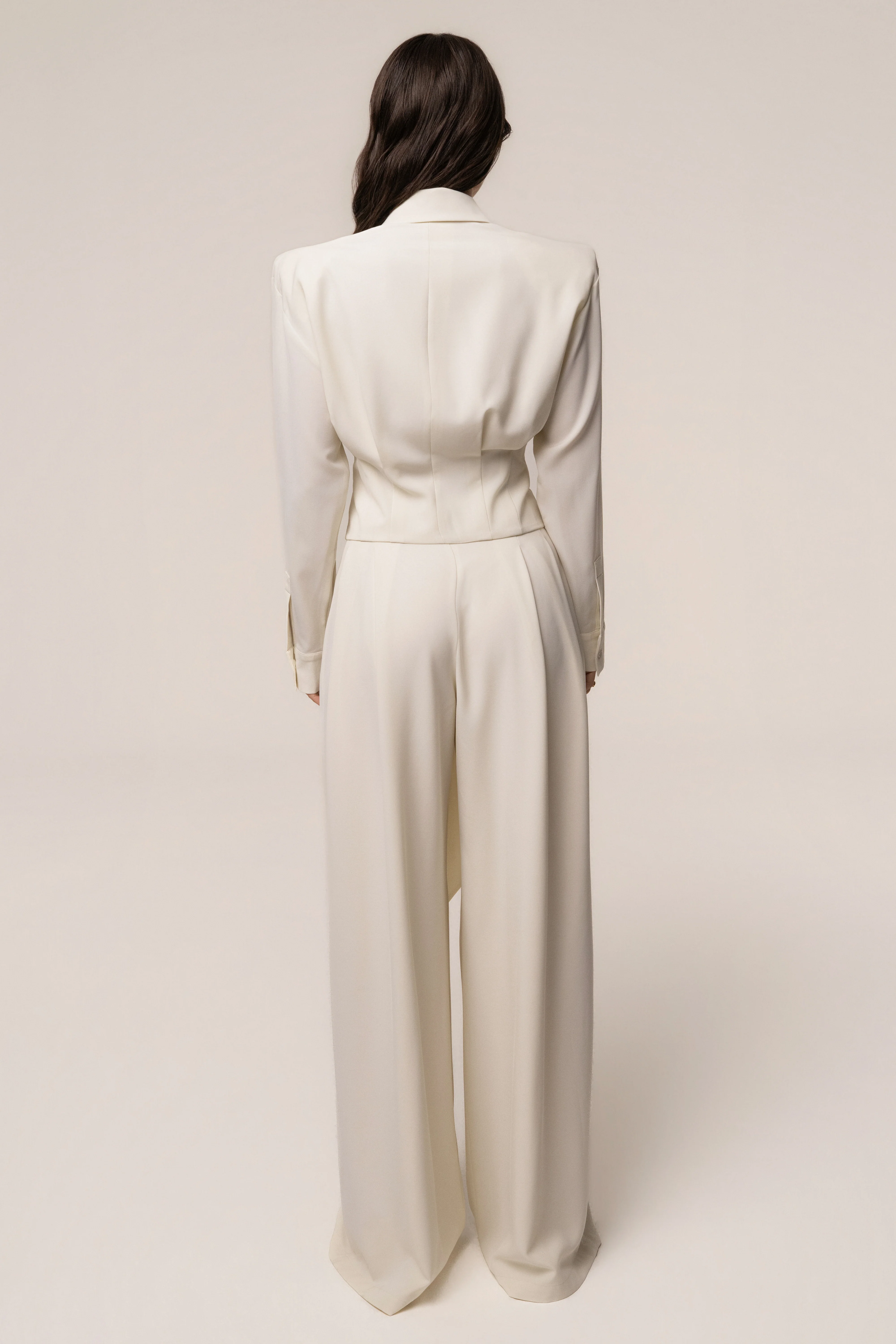 Cream Estate Pleated Trouser