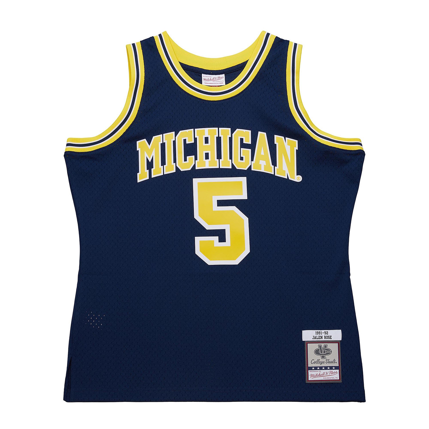 Jalen Rose #5 Michigan Wolverines 1991-92 Mitchell & Ness Swingman NCAA Jersey Navy