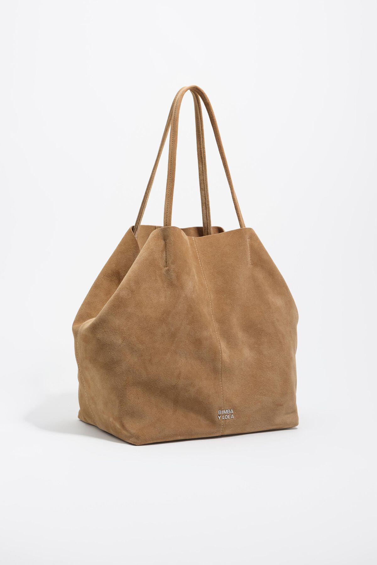 Large suede shopper bag in natural