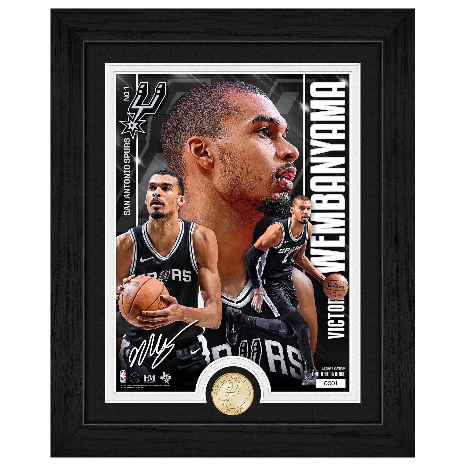 Victor Wembanyama San Antonio Spurs Artist Proof Bronze Coin NBA Photo Frame