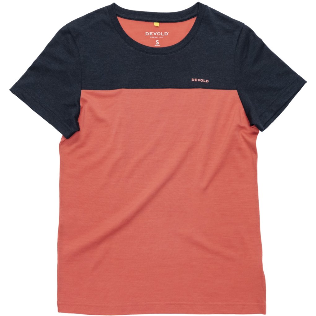 Devold Classic Linear Tee Women - 284H Ink/Coral