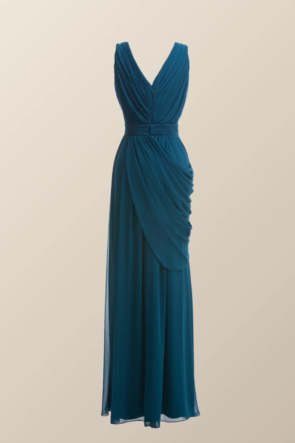 Turquoise Draped Flattering Long Party Dress