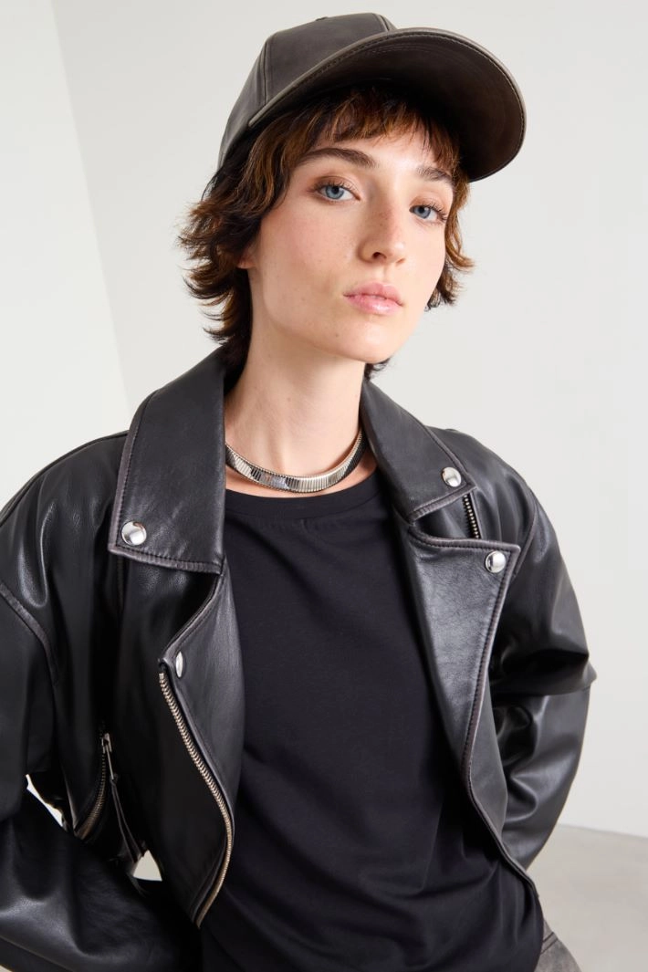 Coated fabric baseball cap - DARK BROWN