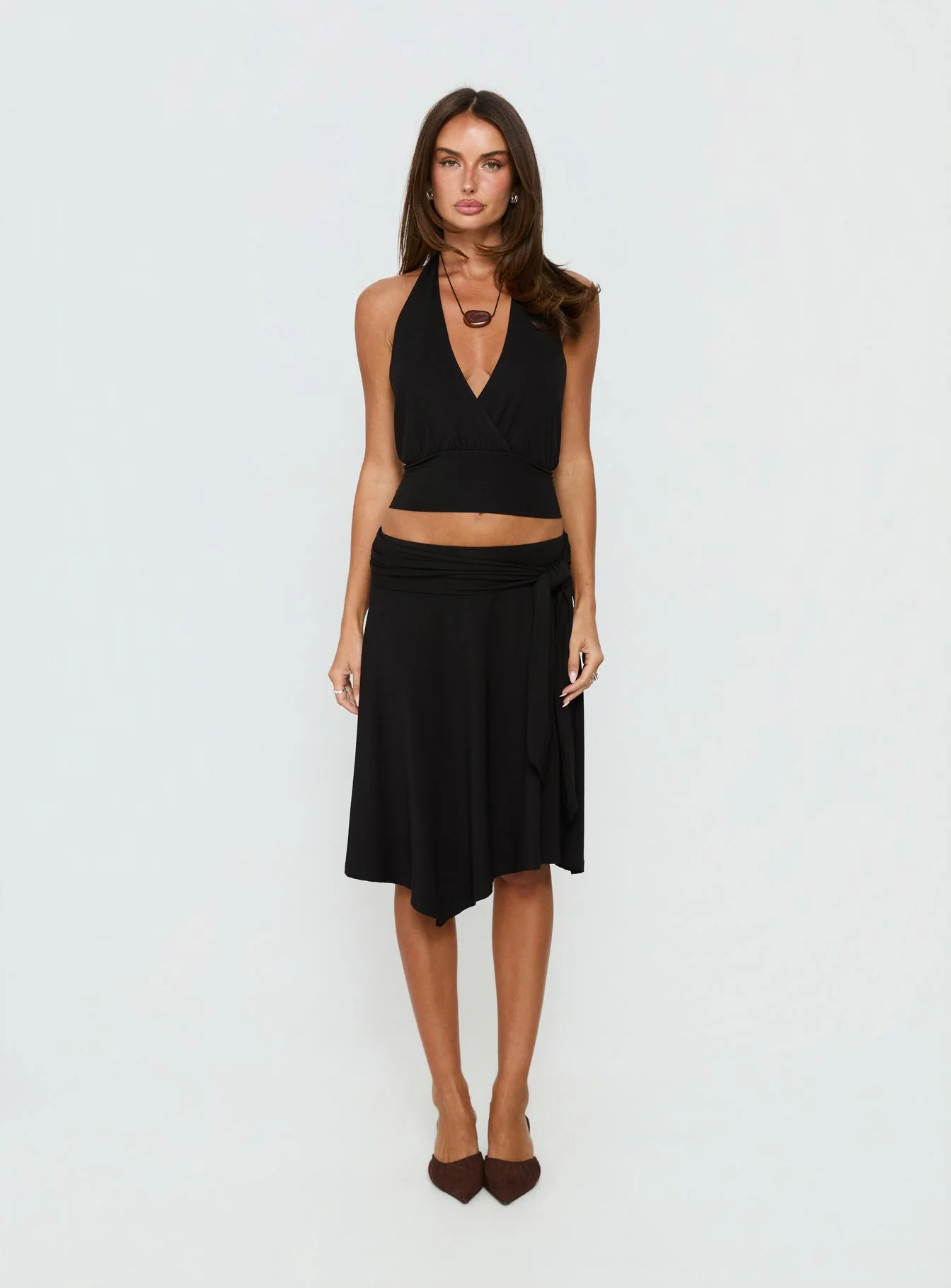 Arabele Halter Wrap Top Black