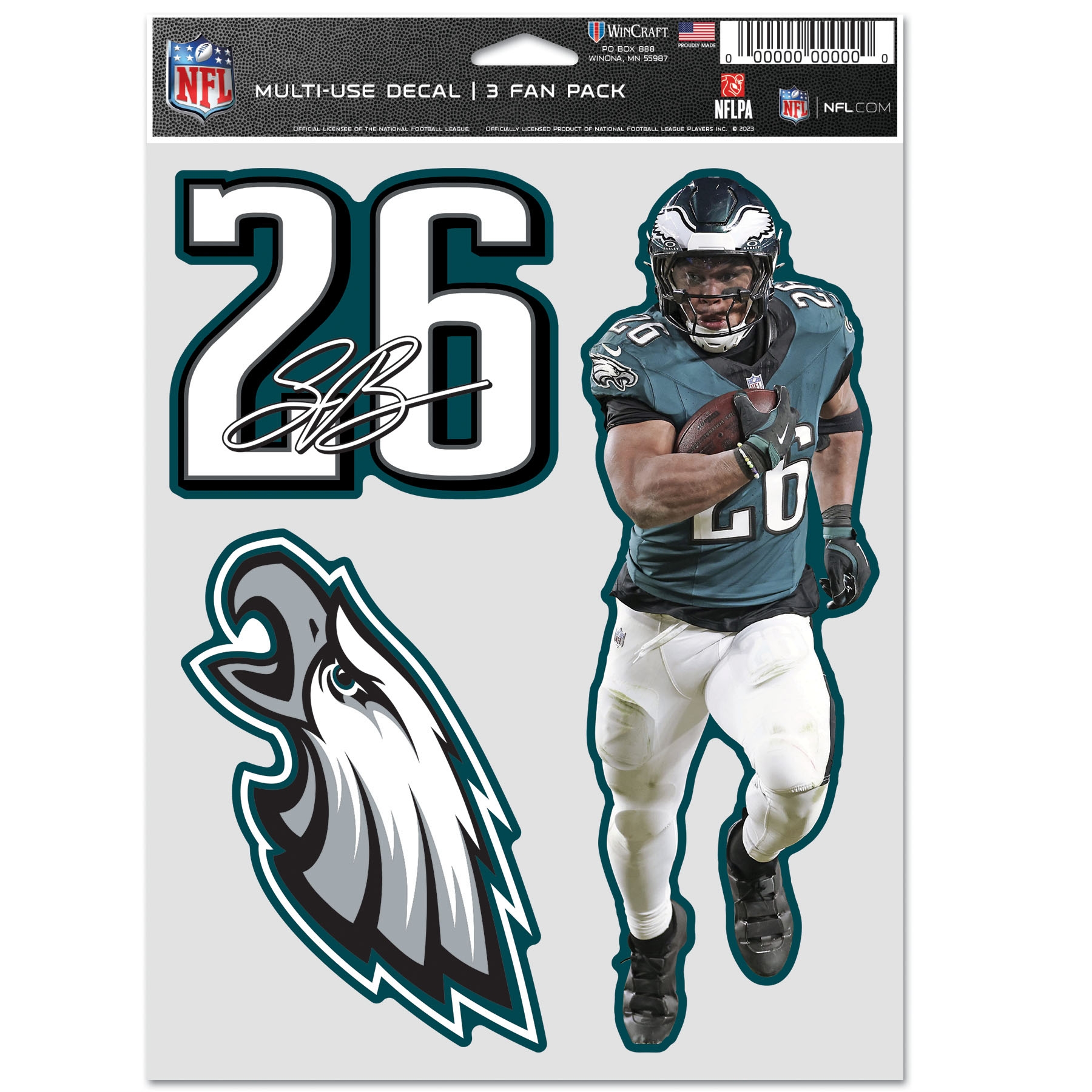 Saquon Barkley #26 Philadelphia Eagles Player NFL Decals Set (3 Pcs.)