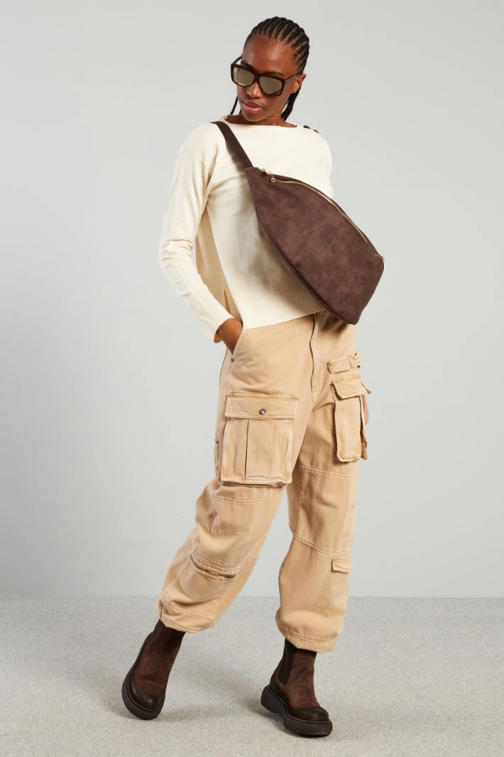 Boxy sweater with buttons - WHITE