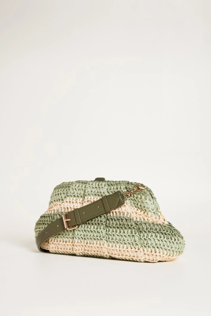 Multicolour raffia-effect bag - GREEN