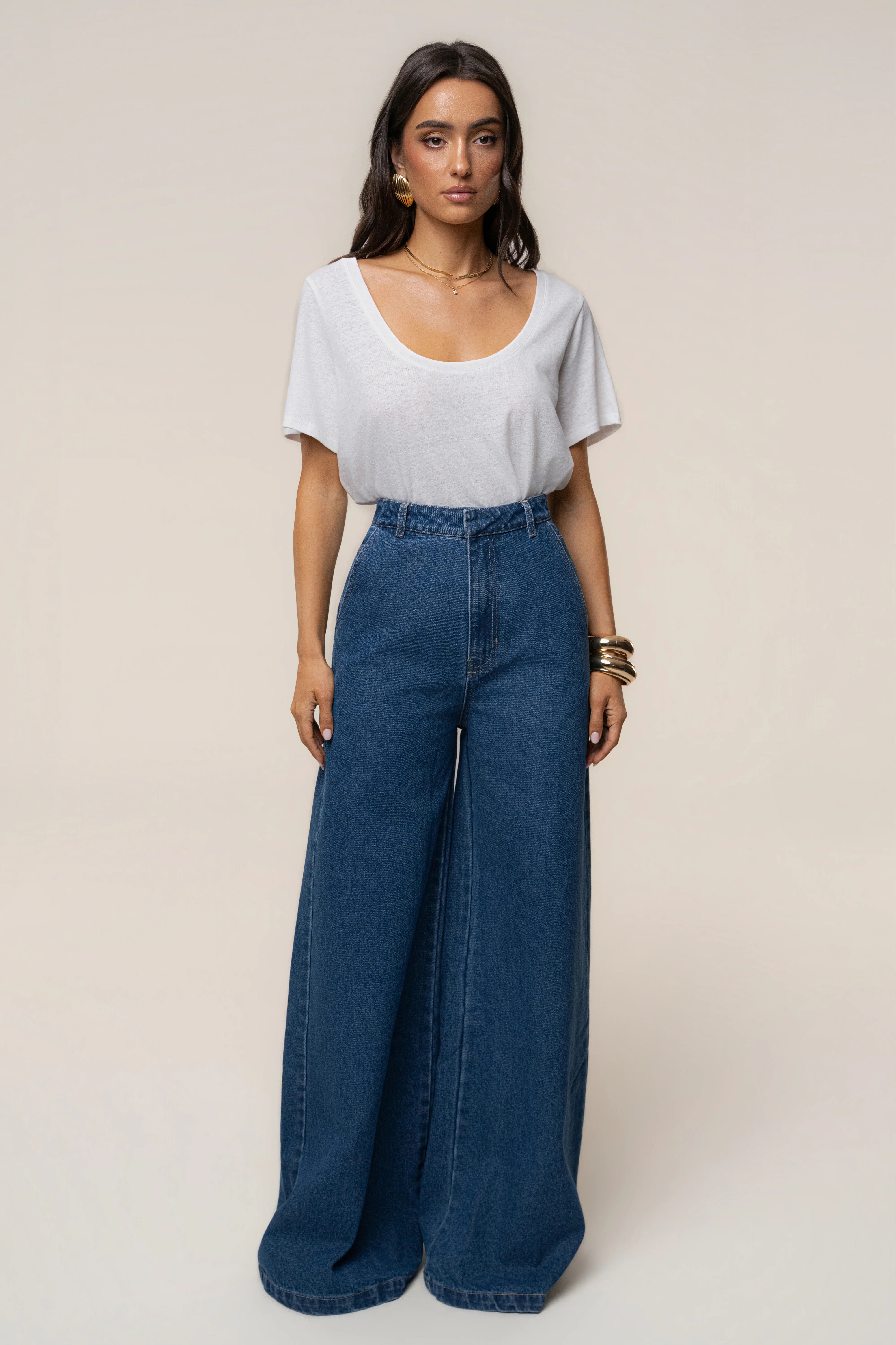 Medium Wash Wide Leg Denim Jean