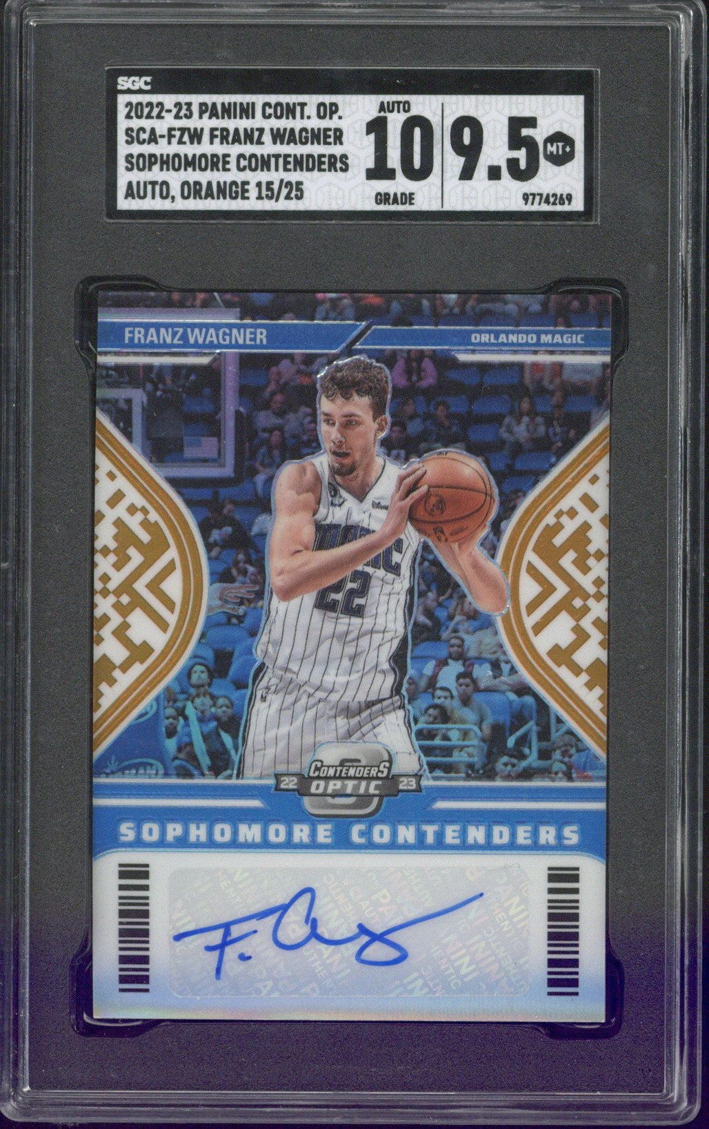 2022-23 Panini Contenders Optic Franz Wagner Autograph /25 SGC 9.5 AUTO 10