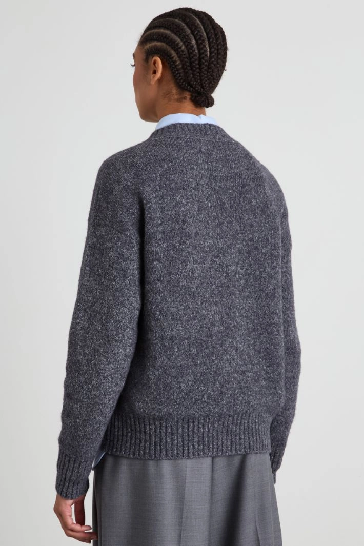 Alpaca and cotton V-neck sweater - DARK GREY