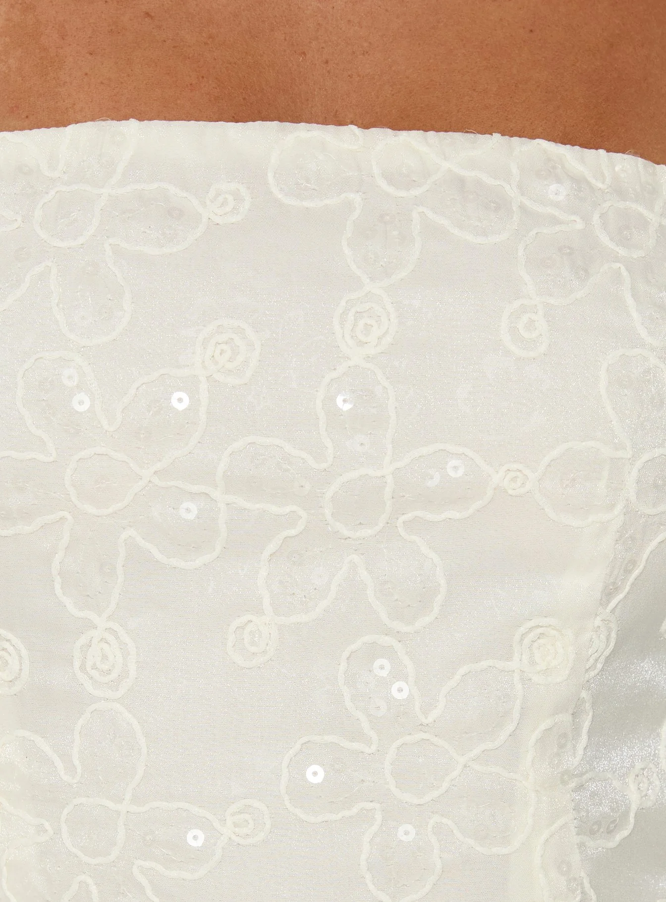 We Made It Strapless Sequin Mini Dress Cream