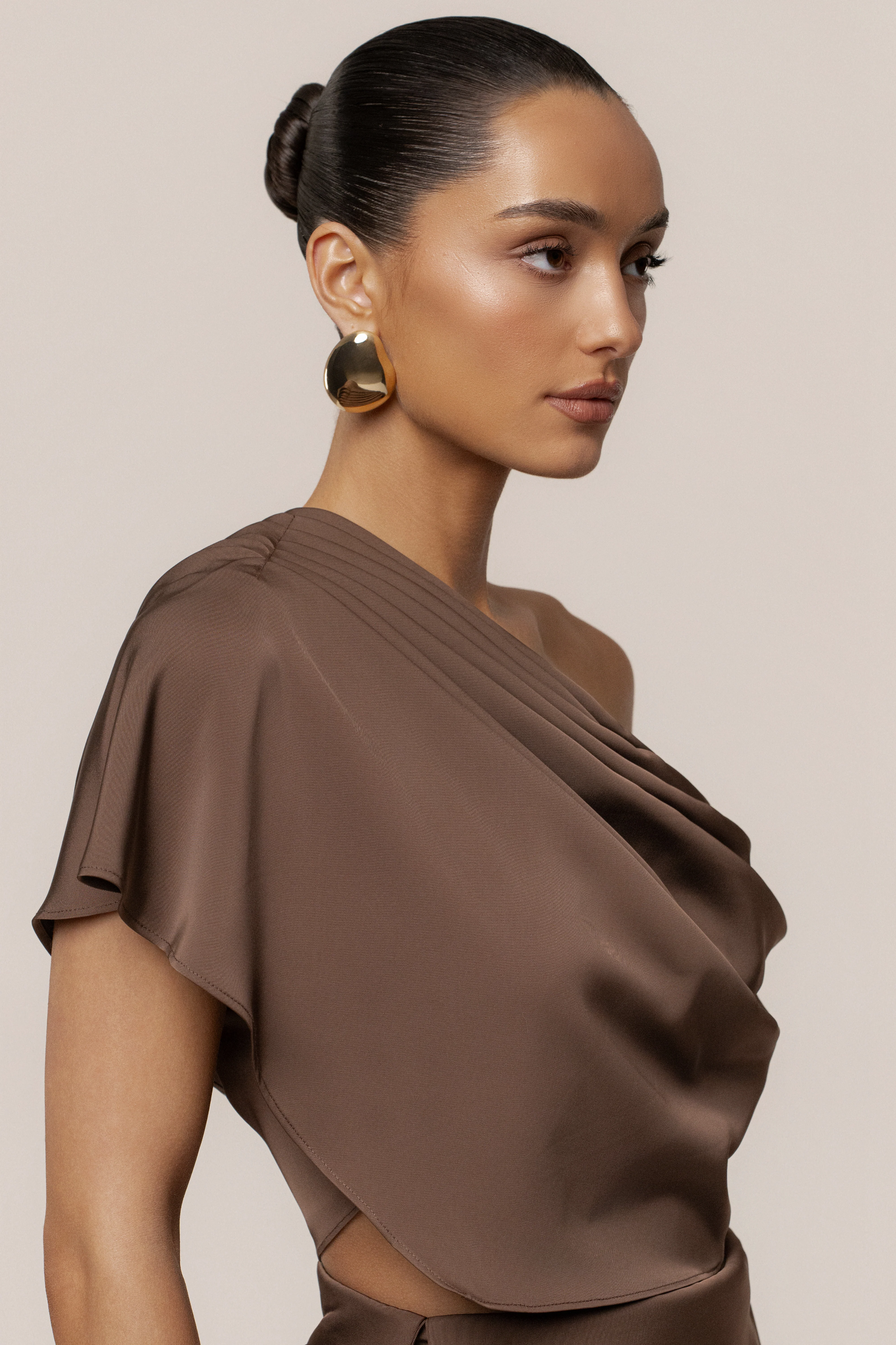 Chocolate Gleam and Glow Satin Top
