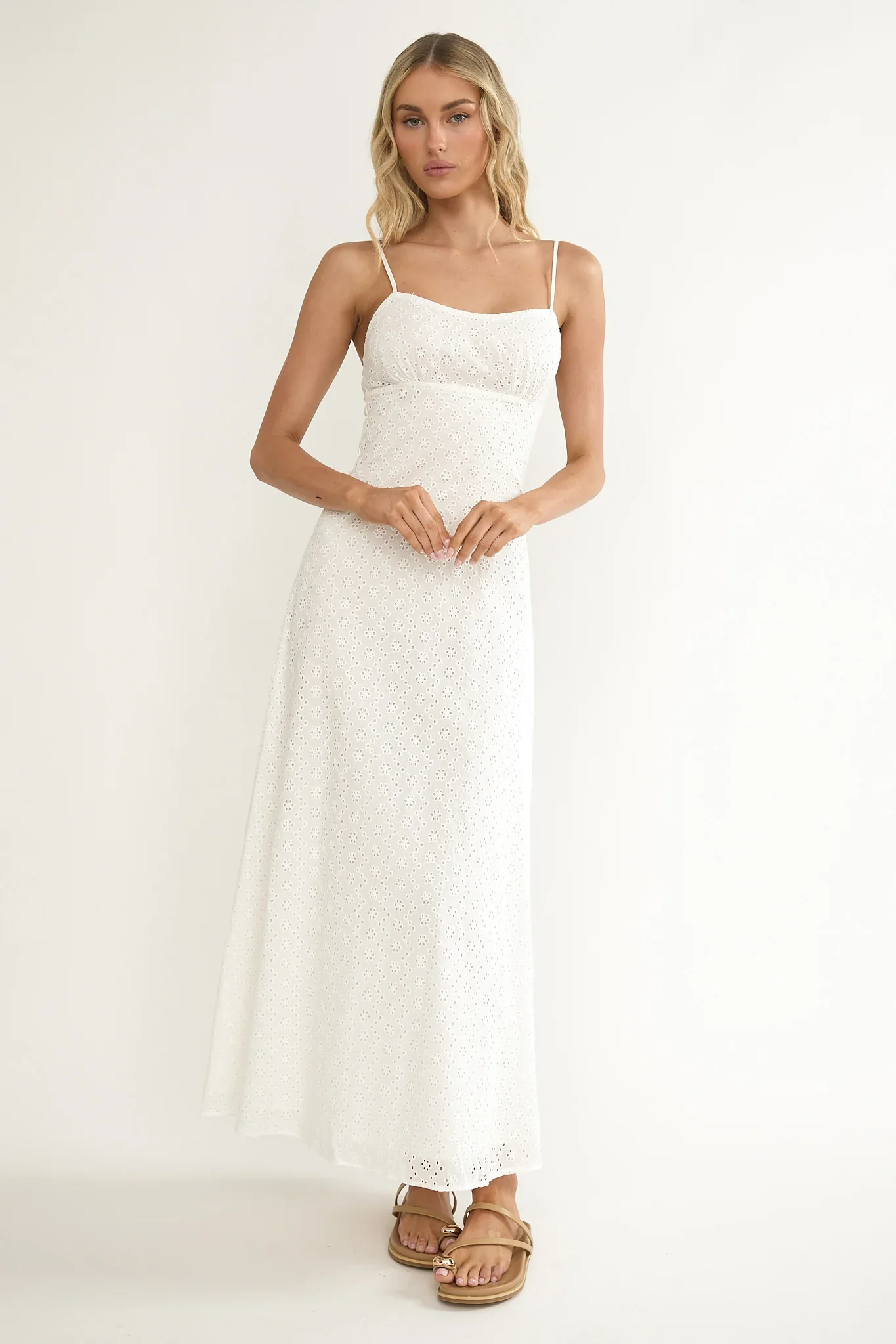 Naysha Eyelet Embroidery Maxi Dress